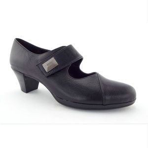 Munro Black Leather Mary Jane Block Heel Pumps 7